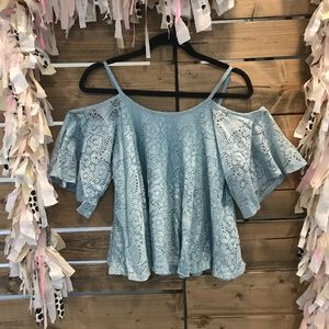 Blue Off The Shoulder Blouse